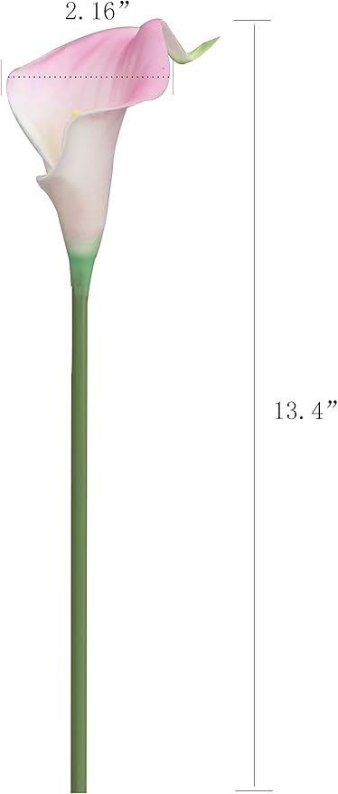Duovlo 20pcs Calla Lily Bridal Wedding Bouquet Lataex Real Touch Artificial Flower Home Party Decor (Pink)