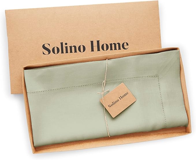 Solino Home Sage Green Linen Tablecloth 52 x 52 Inch - 100% Pure Linen Square Table Throw - Classic Hemstitch, Machine Washable Table Cloth for Fall, Autumn, Thanksgiving, Christmas, Winter