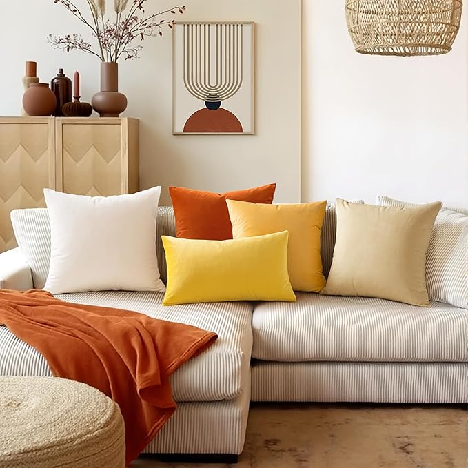 MIULEE Pack of 2 Velvet Soft Solid Decorative Square Throw Pillow Covers Set Cushion Case for Fall Sofa Bedroom 16x16 Inch 40x40 Cm Lemon Yellow