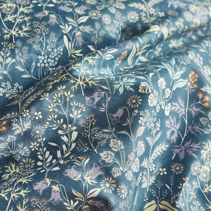 mixinni Floral Duvet Cover Queen Flower Pattern Blue Duvet Cover Set Garden Style Bedding Comforter Cover Set with Zipper Closure-Luxury Quality Soft Durable Easy Care (3pcs, Queen/Full Size)