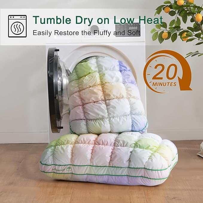 YOUR MOON Fluffy Support Bed Pillow Standard Size, Super Soft Premium Down-Alternative Filling for Sleeping, Luxury Hotel Quality Bed Pillows for Side Sleeper (Rainbow)