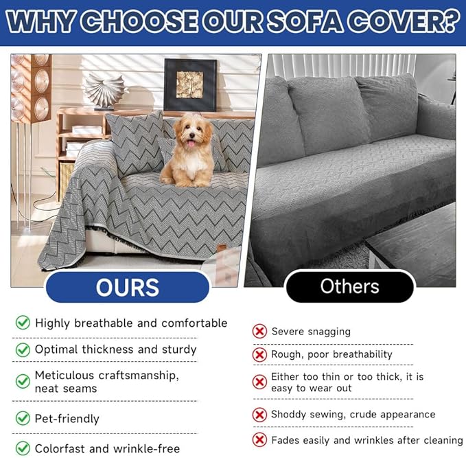 ROOMLIFE Couch Cover Black Boho Sofa Covers for 3 Cushion Couch Washable, Furniture Protector Sofa Couch Cover for Dogs, Soft Sofa Slipcover, Couch Throw Blankets with Tassels 71 '' X 118''