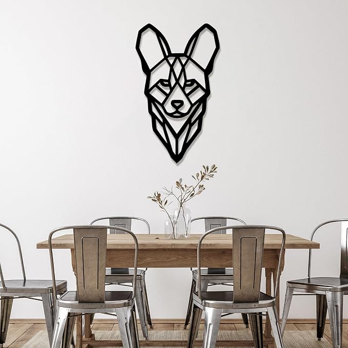 Geometric Animal Metal Wall Art – Modern Polygon Style Metal Wall Decor for Home, Living Room, or Office, Minimalist Wildlife Wall Sculpture, Black Steel Design (Style-3)