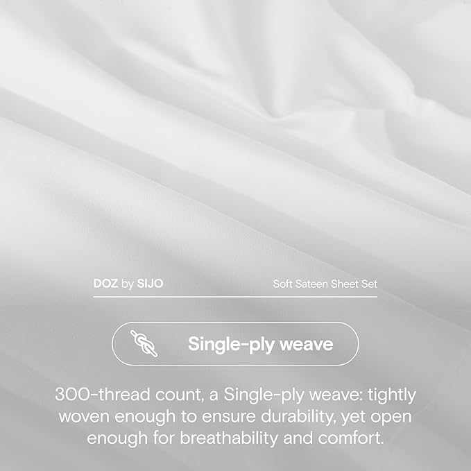 DOZ 100% Long Staple Cotton Duvet Cover Set, Soft Sateen Weave, Smooth, Breathable, Hotel Comfort, 106"x90", 8 Loops, 3pc – 2 Pillowcases 1 Duvet Cover (Snow, King/Cal King)