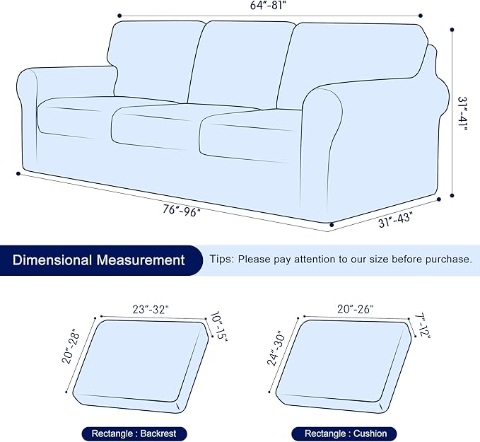 SUBRTEX 7 Pieces Stretch Sofa Slipcover Sets Couch Cover Sets Backrest Cushion Covers Furniture Protector Collection Set for Oversize Sofa Loveseat Chair Slip Covers(Large, New Sand)