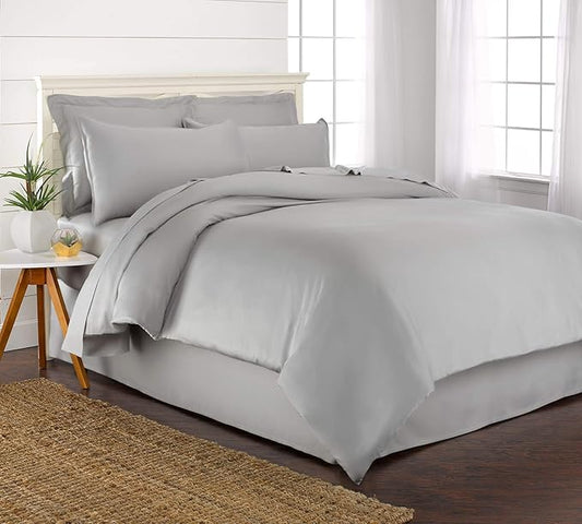 Queen Duvet Cover by Pure Bamboo, 3 Piece Set, Genuine 100% Organic Viscose Derived from Bamboo, Luxuriously Soft and Cooling, 2 Pillowcases (Queen, Silver Pearl)