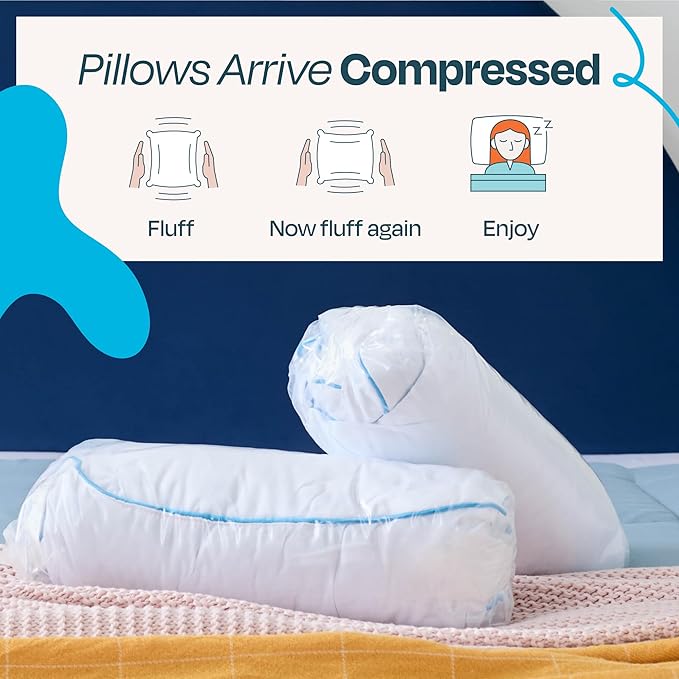 Linenspa Two Pack Shredded Gel Memory Foam Pillow, Standard Size – Cooling Bed Pillow – Soft and Supportive – Side, Stomach, and Back Sleepers – Pack of 2 – CertiPur Certified