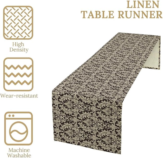 Bohemian Flowers Table Runner Darkening Moroccan Ethnic Mandala Table Runner for Kitchen Dining Party Decor 13x90in