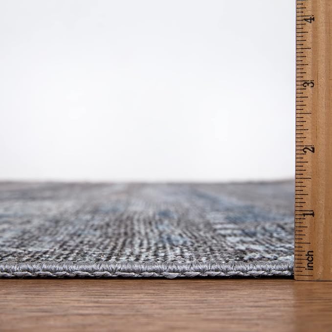 Bloom Rugs Washable Non-Slip 9' x 12' Rug - Gray/Blue/Blush Modern Abstract Area Rug for Living Room, Bedroom, Dining Room, and Kitchen - Exact Size: 9' x 12'