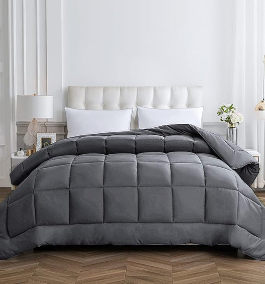 Cozynight Down Alternative Comforter-All Season Super King Comforters Duvet Insert with Corner Tabs-Breathable-Diamond Stitched Reversible Gray Comforter 120x120 inches