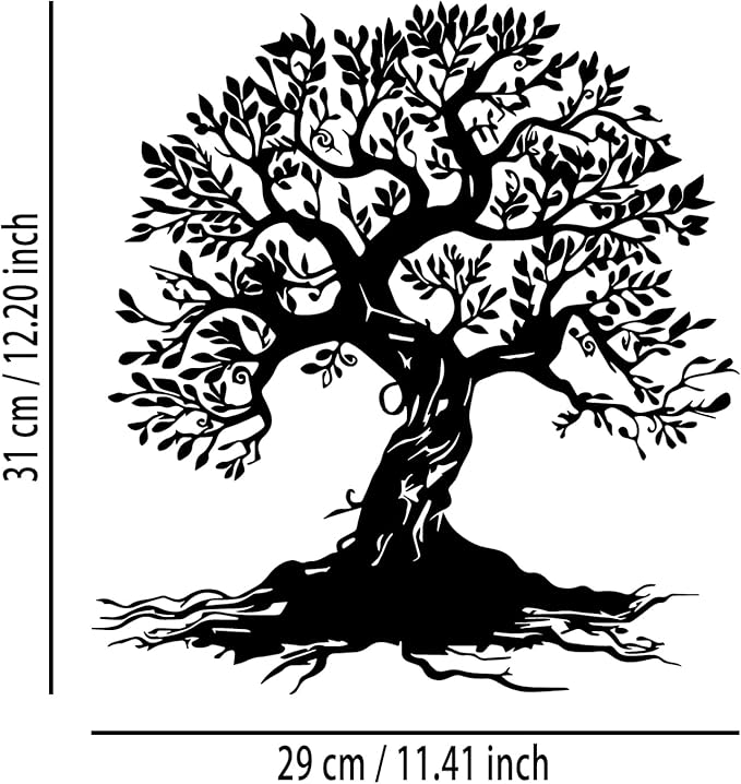 Tree of Life Metal Wall Decor - Room Decor Wall Art Home Decor for Living Room, Bedroom, Office, Garden, Courtyard (Black)