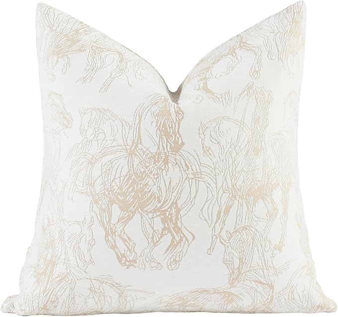 2025 New 18x18'' inches Throw Pillow Cushion Covers - Palace Horse Chenille Jacquard Embroidery Luxury Modern Style Couch Sofa Bed Pillow Cover for Living Room Bedroom