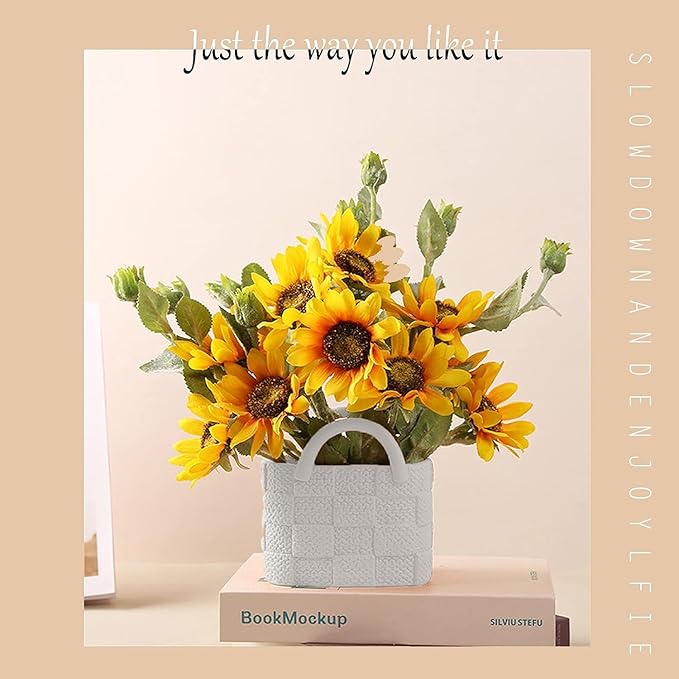 Ceramic Vase, Small Modern Flower Vase for Home Decor, Handbag Collection Creative Ceramic Floral Vases for Centerpieces, Flower Arrangement Decoration Shooting Props (A)