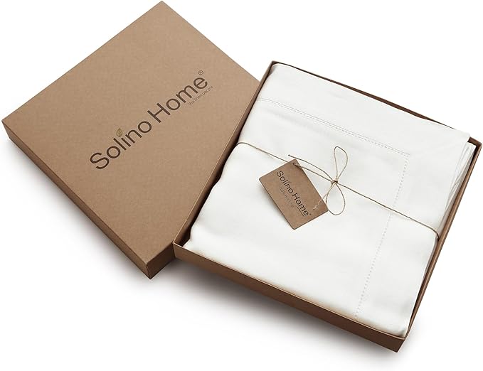 Solino Home Linen Tablecloth for Rectangle Tables 60 x 156 Inch - Classic Hemstitch 100% Pure Linen White Table Cloth - Machine Washable Cloth Tablecloth for Christmas, Fall, Thanksgiving