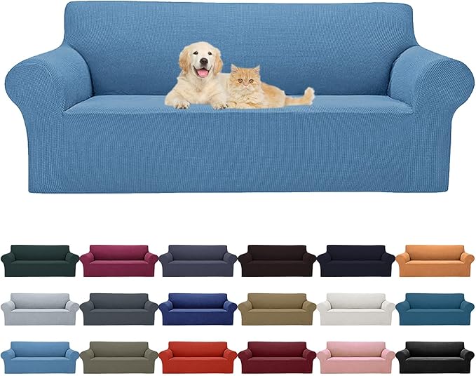 2025 New Stretch Oversized Sofa Slipcovers Couch Sofa Cover for 4 Seater Furniture Protector Covers with Elastic Bottom Jacquard Fabric Small Checks for Pets, Kids - Riverside