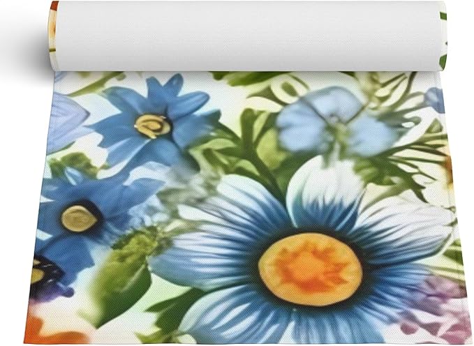 Colorful Flower Floral Table Runner 13x72 Inches Vintage Floral Faux Linen for Kitchen Dining Table Decor Wedding Birthday Party Holiday Celebration