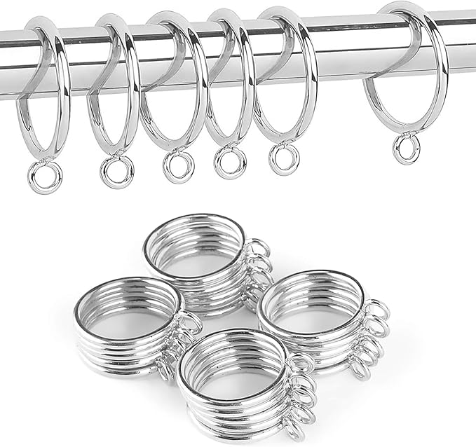 42 PCS Curtain Rings, 1.5 Inch Metal Curtain Drape Sliding Eyelet Rings-Hanging Rings for Curtains and Rods, Fits Up to 1 1/4-Inch Rod, Silver(Clips Not Included)