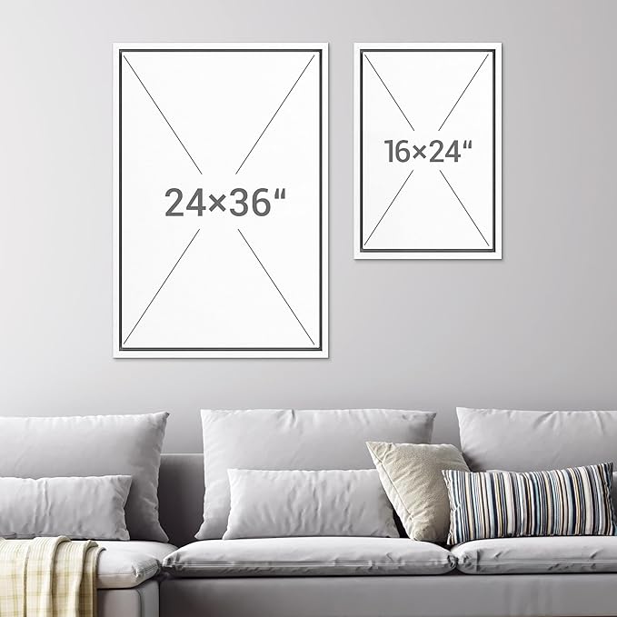 SIGNWIN Framed Canvas Print Wall Art Set Black and Beige Abstract Geometric Modern Bold Minimalist Illustrations Minimal Decorative Zen Bohemian for Living Room, Bedroom, Office - 16"x24"x2 White