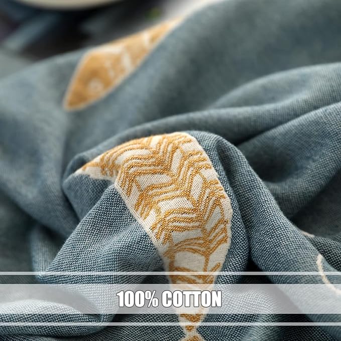 Boho Throw Blanket for Bed 100% Cotton Ultra Soft Rustic Quilt Fall Blanket Fish Printed Farmhouse Decor Bed Blankets,60"×80" All Season Rustic Throw for Sofa Couch Chair