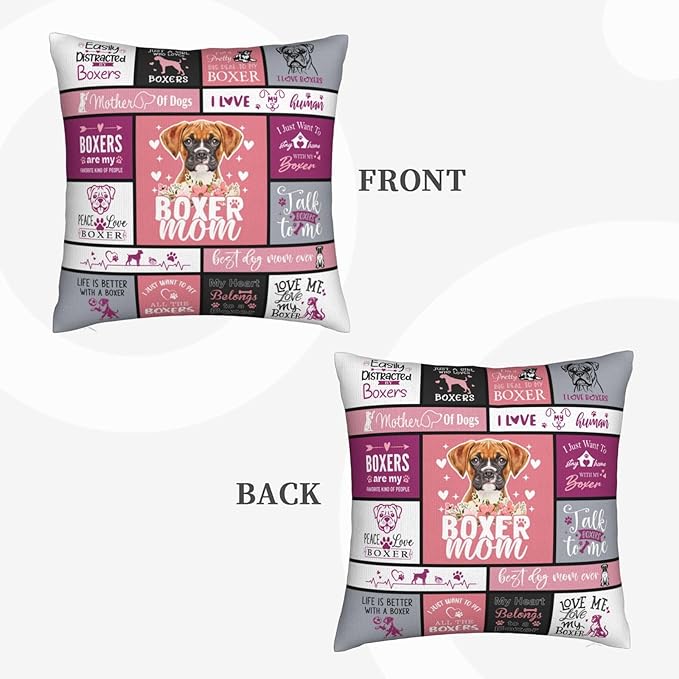 Christmas Boxer Dog Gifts for Women, Boxer Gifts for Dog Lovers Christmas, Boxers Mom Gift for Boxer Dogs Lovers, Dogs Mom Gift for Xmas, Birthday Throw Pillow Cover 18x18 Inches