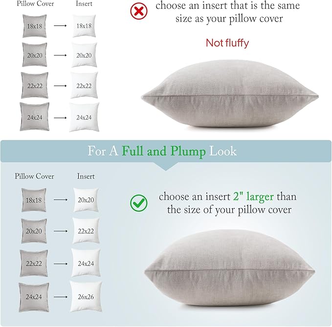 puredown® Feather Down Throw Pillow Inserts 22 x 22 (Pack of 2, White), Big Throw Pillows for Floor, Couch, Bed, Machine Washable