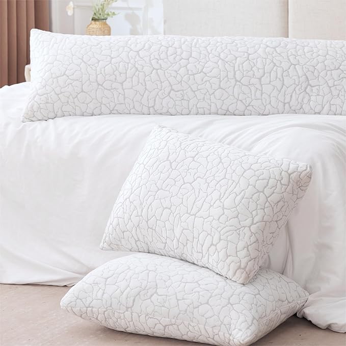Cooling Pillows for Sleeping 1 Pack, Standard Size Adjustable Shredded Memory Foam Pillows, Firm Bed Pillows for Side, Back, Stomach, Hot Sleepers, Cold Single Pillow for College Dorm Room