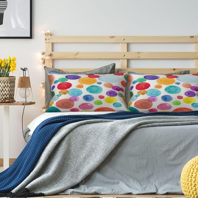 Colorful Polka Dot Lumbar Pillow Covers 12x20 Inch Set of 2 Rainbow Colorful Circles Throw Pillow Cover Watercolor Circles Pillowcase Cushion Cases for Home Couch Bed Sofa