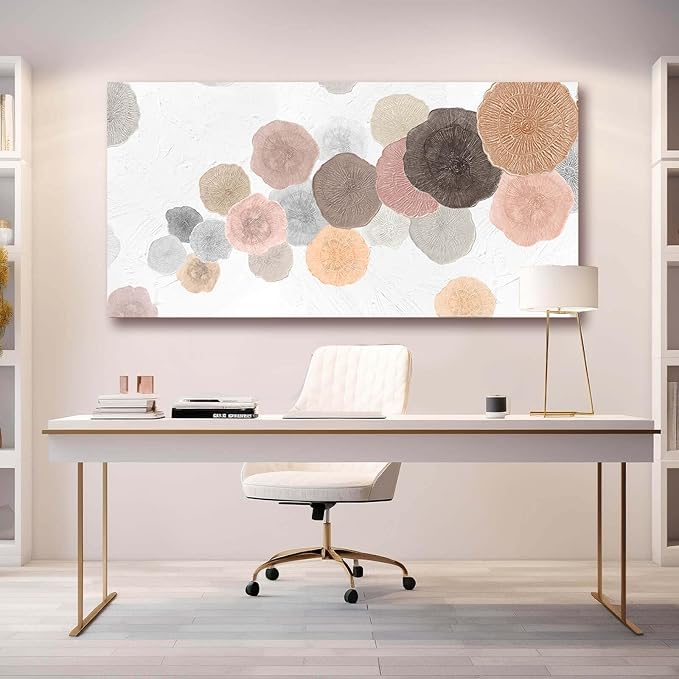 VAYIMDH Pink and Grey Painting on White Background Large Abstact Living Room Artwork Canvas Textured Wall Art for Bedroom Office 29"x 58" Hallway Decor