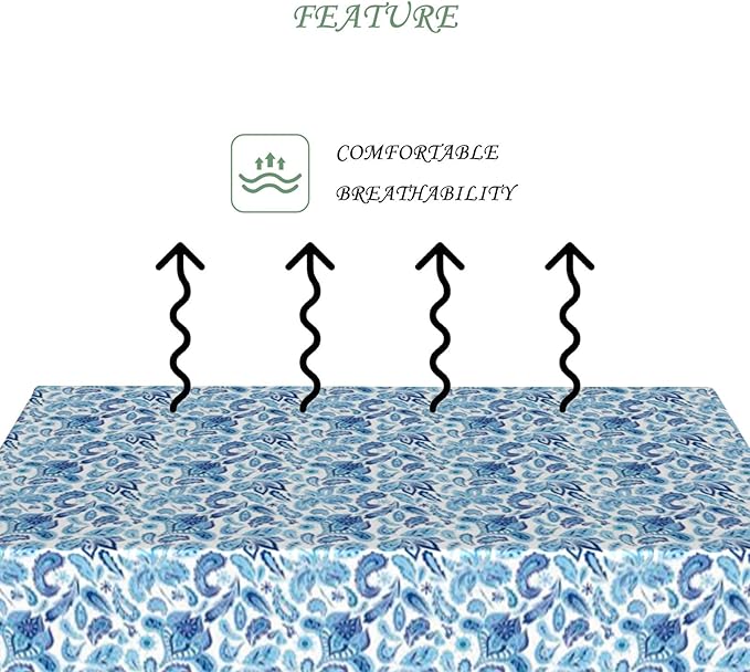 60x102 Inch Paisley Rectangle Tablecloth Vintage Blue Flower Table Cloth Washable Durable Table Cover for Kitchen Party Dining Garden Picnic Patio Decor
