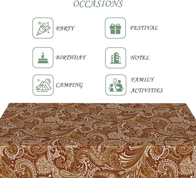 60x102 Inch Paisley Floral Rectangular Tablecloth Indian Ethnic Vintage Print Table Cloth Bohemian Washable Durable Table Cover for Dining Banquet Garden Patio Decor