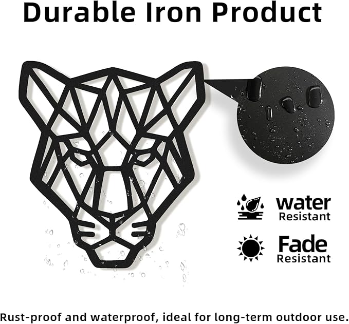 Geometric Animal Metal Wall Art – Modern Polygon Style Metal Wall Decor for Home, Living Room, or Office, Minimalist Wildlife Wall Sculpture, Black Steel Design (Style-1)