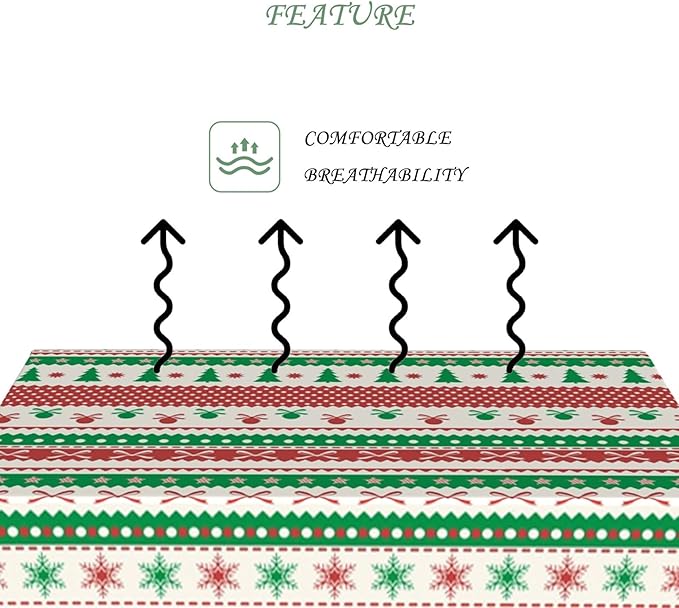 70x90 Inch Christmas Theme Rectangle Tablecloth Snowflake Decorative Ball Vintage Stripe Table Cloth Washable Durable Table Cover for Kitchen Dining Banquet Ugly Christmas Sweater Party Decor