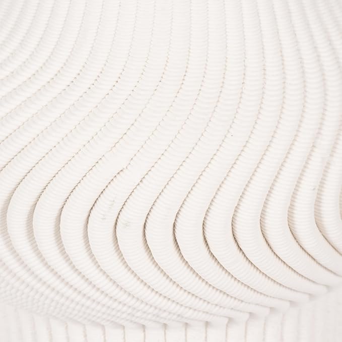 Texture Ceramic Vase for House Decor - 3D Printed Design, Perfect as a Flower Vase for Bedroom, Table, and Office Display - Modern Sculpted Home Accent for Room and Living Room Decor – 10", Ivory