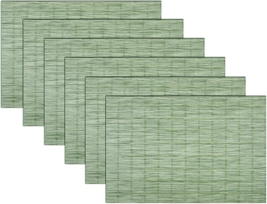 PIGCHCY Countryside Placemats Set of 6 Woven Heat Resistant Placemats Washable Easy to Clean Table Mats for Dining Room and Decor (Pear Green)