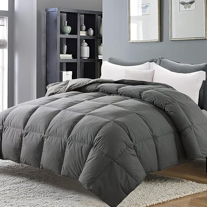 MAPLE DOWN Soft California King Comforter Size Duvet Insert-Down Alternative Comforter with Corner Tabs-Lightweight Fluffy Breathable Machine Washable(Dark Gray,102"x96")