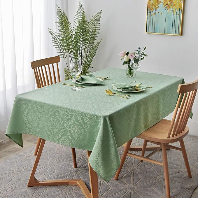maxmill Jacquard Tablecloth Damask Design Water Resistance Antiwrinkle Heavy Weight Soft Table Cloth for Buffet Banquet Parties Event Holiday Dinner Rectangle 60 x 84 Inch Taupe