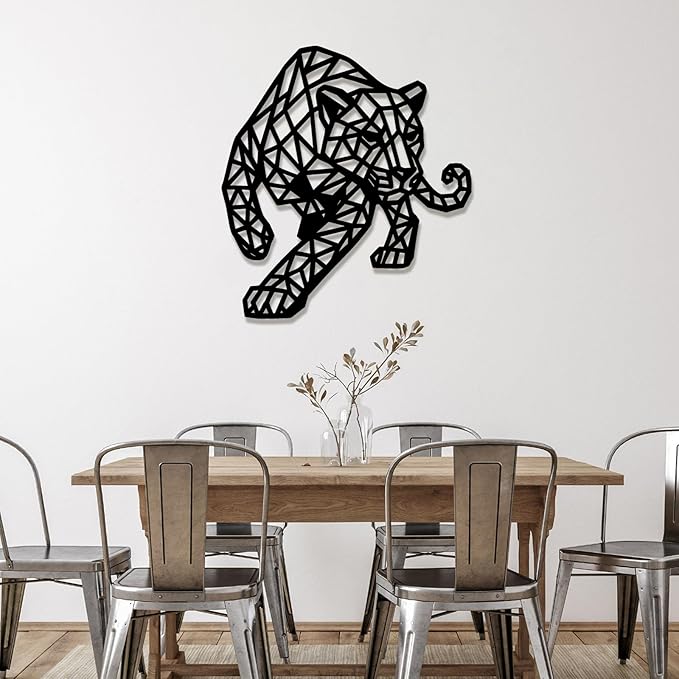 Geometric Animal Metal Wall Art – Modern Polygon Style Metal Wall Decor for Home, Living Room, or Office, Minimalist Wildlife Wall Sculpture, Black Steel Design (Style-5)