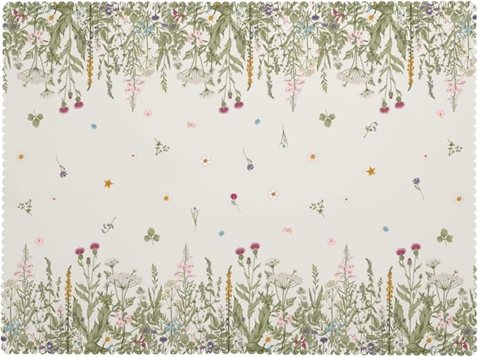 Floral Tablecloth Blooming Wild Flower Rectangle Tablecloth Floral Botanical Style Table Cover 54×72 Inch Washable Table Cloth for Kitchen Dining Room Party Decoration