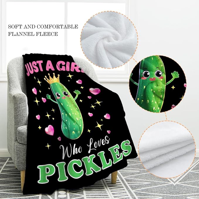 Jekeno Cute Cucumber Blanket Colorful Gifts for Women Men Kids Boys Girls Dad Mom Wife Friends Birthday Christmas Halloween Presents Home Bedroom Decor Vegetables Fruit Blanket 50"x60"
