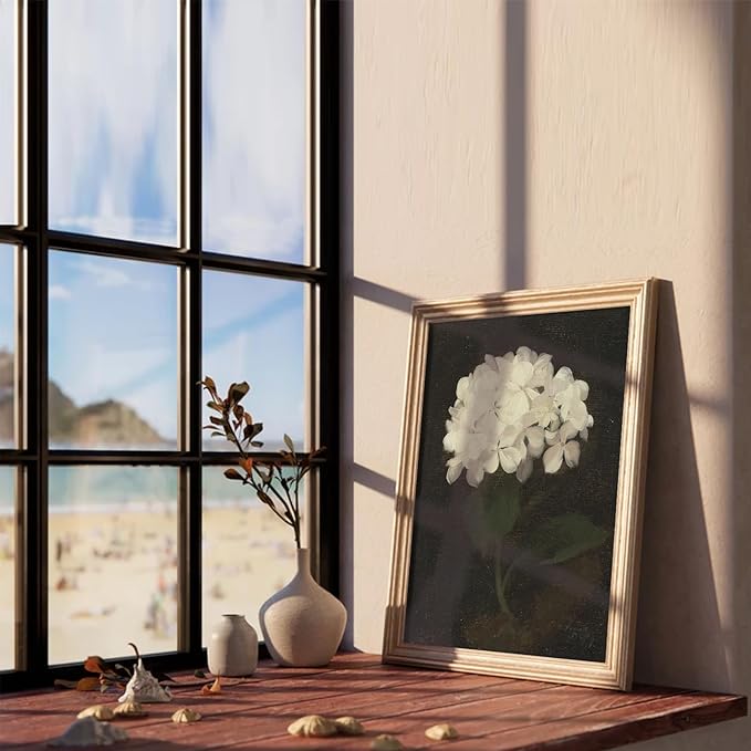 XOCUUI Unframed Wall Art for Living Room Decoration Canvas Room Decor White Hydrangea Oil Painting Canvas Prints Bedroom Bathroom Wall Art Kitchen Office Wall Decor 12x16in