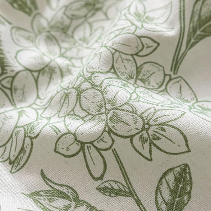 F-CHU Sage Green Curtains for Bohemian 90 Inch Length French Country Floral Drapes Farmhouse Rustic Vintage Window Curtain Panels for Bedroom Chic Country Curtains，2 Panel 52" W x 90" L