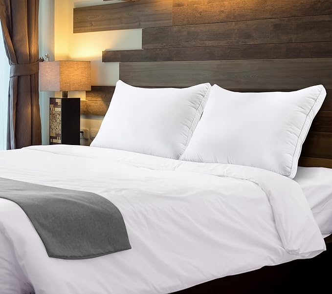 Utopia Bedding Bed Pillows for Sleeping Standard Size (White), Set of 2, Soft & Fluffy Pillow with Down Alternative Filling, Cooling, Hotel Quality, Gusseted Pillow for Back, Stomach or Side Sleepers