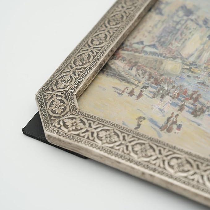 4x6 Vintage Picture Frame - Silver Antique Frame 4x6, Ornate Frames 4 X 6 With Glass Front For Tabletop Photo Display And Wall Hanging, Victorian Poster Frame 4 By 6 Vintage Wall Decor