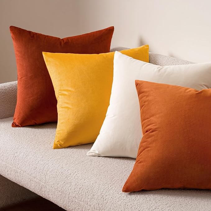 MIULEE Pack of 2 Velvet Soft Solid Decorative Square Throw Pillow Covers Set Cushion Case for Fall Sofa Bedroom Car 20x20 Inch 50x50 Cm