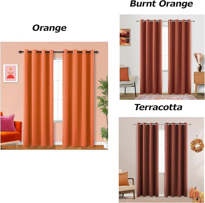 KOUFALL Fall Kitchen Curtains 45 Inch Length 2 Piece Set Cafe Themed Short Blackout Colorful Curtains for Bedroom Autumn Decorations Home Decor Bathroom Small Window