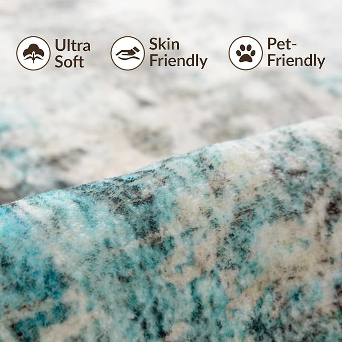 UMINEUX Washable Area Rug 5'x7' Large Modern Abstract Living Room Rug with Anti-Slip Rubber Backing, Ultra Soft Low Pile Rugs Carpet for Dining Room Bedroom Home Office Decor