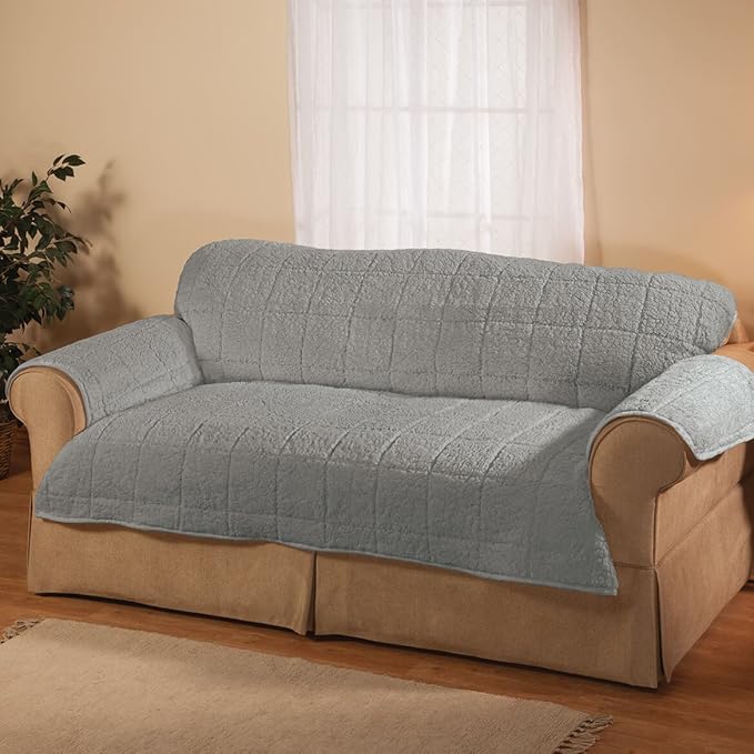 OakRidge Bradley Sherpa Sofa Protector - Slipcover Gray