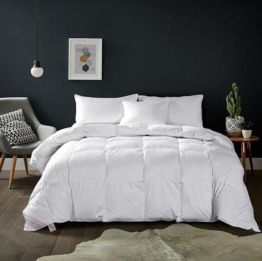 MAPLE DOWN Super King Plus Size Comforter Duvet Insert-Down Alternative Comforter Quilted with Corner Tabs-Lightweight Fluffy Breathable Machine Washable (White, 128“x120“)