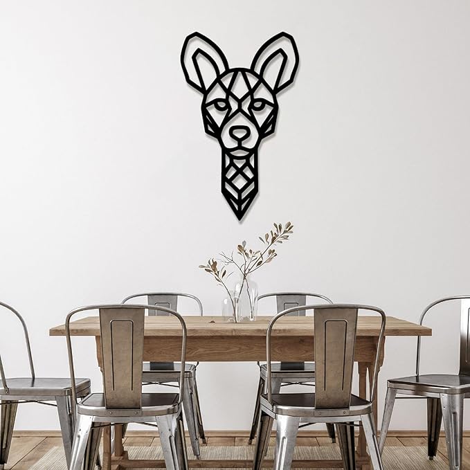 Geometric Animal Metal Wall Art – Modern Polygon Style Metal Wall Decor for Home, Living Room, or Office, Minimalist Wildlife Wall Sculpture, Black Steel Design (Style-4)