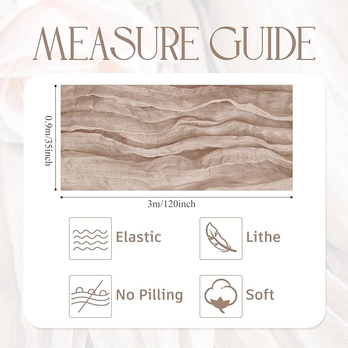 Wokceer Cheesecloth Table Runner Nude Pink 10FT Boho Gauze Cheese Cloth Table Runner for Party Long Rustic Sheer Table Runners for Baby Bridal Shower Wedding Easter Table Decor